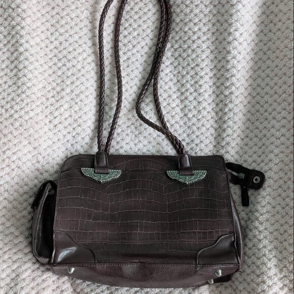 Early 2000's faux maroon snakeskin shoulder bag - Picture 2 of 3